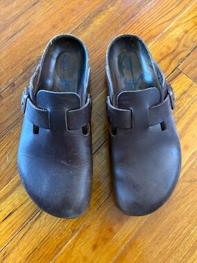 Women’s Leather Birkenstock Boston size 38/8 soft footbed, Havana brown